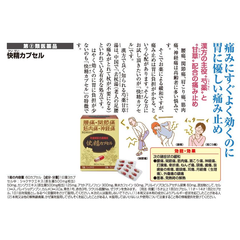 初回限定】腰痛 関節痛 筋肉痛 肩こり痛「快精カプセル」 1箱 【第(2)類医薬品】